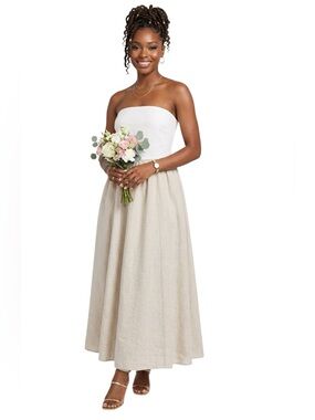 The Drop Women's Cream khaki Hellen Strapless Mixed Media Maxi Dress Medium